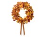 Huntington Home Harvest Wreath Golden Tone Eucalyptus with Gold Velvet Ribbon Accent