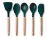 Crofton Wood &amp; Silicone Utensil Set Dark Green