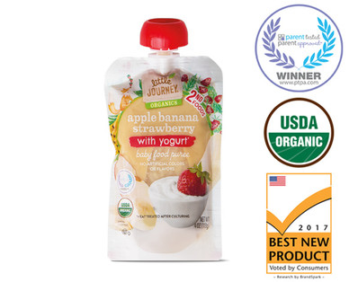 Little Journey Apple Banana Strawberry Yogurt Baby Food Puree 