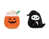 Jazwares 8&quot; Squishmallow Halloween Jack-O-lantern Latte and Grim Reaper