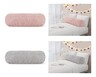 Huntington Home Bolster Pillow Pink Sherpa and Gray Sherpa In Use
