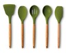 Crofton Wood &amp; Silicone Utensil Set Olive Green