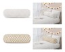 Huntington Home Bolster Pillow White Ribbed and Taupe Checkered In Use