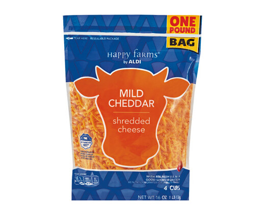 Shredded Mild Cheddar Cheese Happy Farms ALDI US