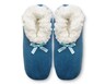 Serra Ladies Cozy Knit Slipper Socks Blue with Bow