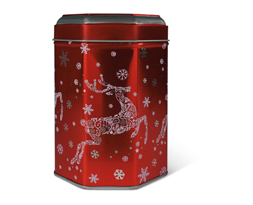 Benton&#039;s Red Holiday Music Tin with Sugar Cookies