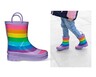 Lily &amp; Dan Toddler or Childrens Warm Lined Rain Boots Rainbow In Use