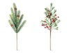 Merry Moments Faux Floral Stem Evergreen Small Pinecones and Sugared Leaf with Holly Berries