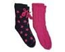 Serra Ladies 2 Pack Chunky Knit Slipper Socks Wine/Stars