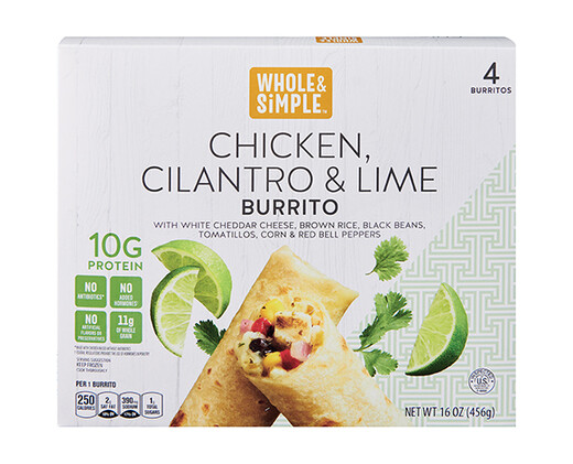 Whole &amp; Simple Chicken Cilantro Lime Burritos