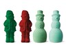 Merry Moments Holiday Figurine Tall Green or Tall Red Santa and Icy Blue or Light Green Snowman