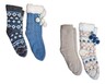 Serra Ladies 2 Pack Chunky Knit Slipper Socks Gray/Blue and Beige/Pink Sand