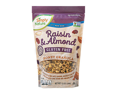 Gluten Free Raisin Almond Honey Granola Simply Nature Aldi Us