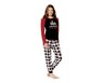 Merry Moments Ladies Holiday Pajama Set Buffalo Check and All Over Print In Use