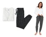 Serra Ladies 2 Piece Fleece Pajama Black and White In Use