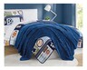 Huntington Home Twin or Full Fall Plush Blanket Blue Ribbed In Use