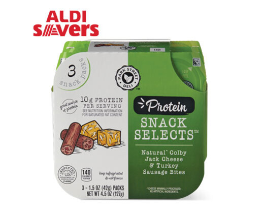 ALDI Savers Park Street Deli Colby Jack Cheese &amp; Turkey Sausage Bites Protein Snack Selects