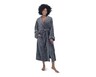 Serra Ladies Micro Plush Bathrobe Gray In Use