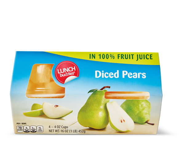 Lunch Buddies Fruit Bowls In Juice Diced Pears Or Cherry Mixed Fruit Aldi Us