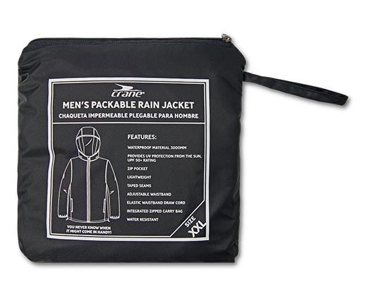 Crane Men's or Ladies Packable Rain Jacket