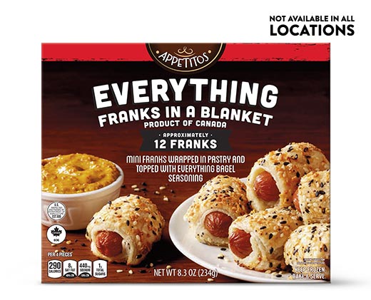 Appetitos Franks in a Blanket with Everything Seasoning. Not available in all locations