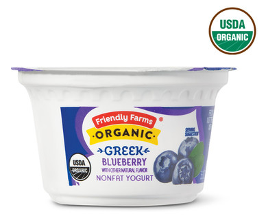 Aldi Us - Friendly Farms Organic Nonfat Blueberry Greek Yogurt